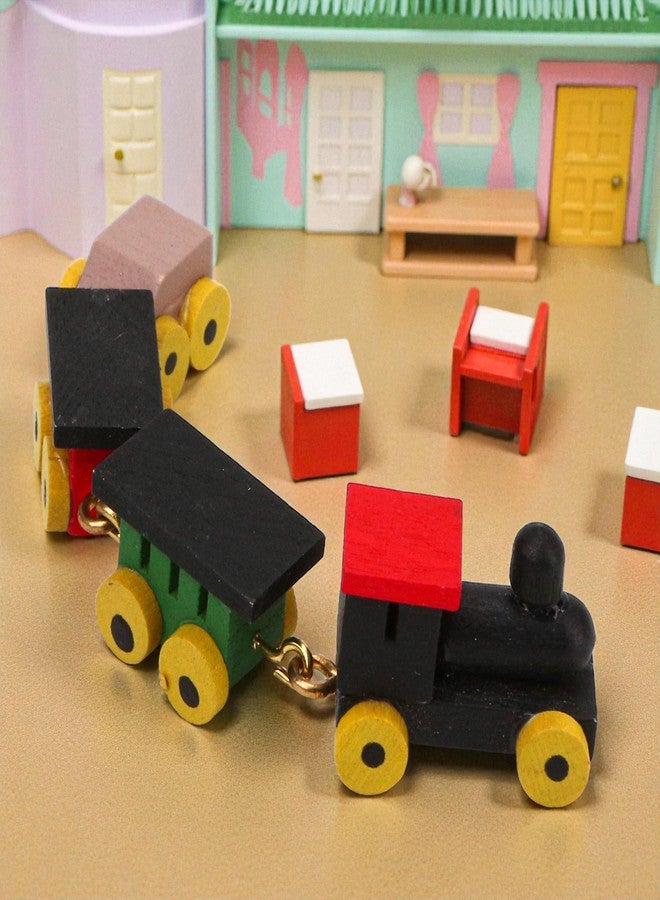KH866 Miniature Dollhouse Toy Train 1/12 Mini Train Doll House Trains Nursery Accessories Vintage Wooden Ornament Retro Decor for Christmas Birthday Home Adornment Wood Model Scenes DIY Craft Projects - Image 5